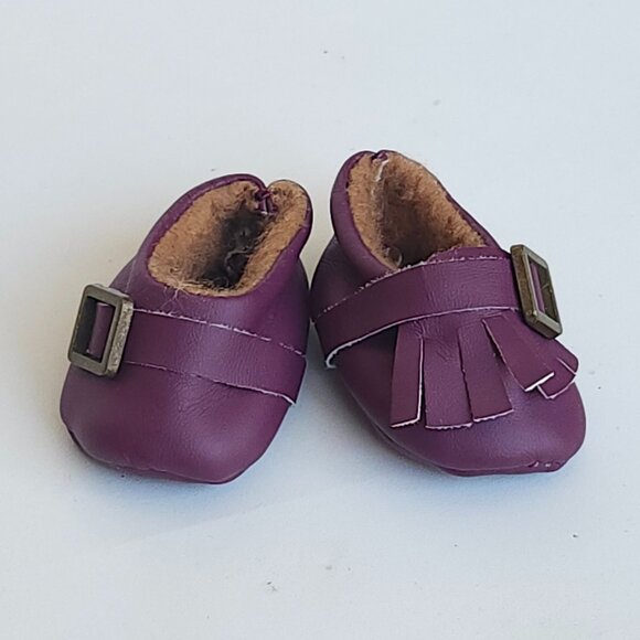 ADORABLE Baby Doll Moccasin Lot x 3 Pairs Yellow White Purple Doll Slippers Shoe - Picture 6 of 7